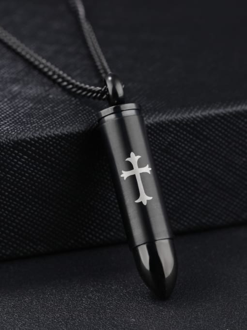 Open Sky Fashion Bullet Cross Black Titanium Necklace 2