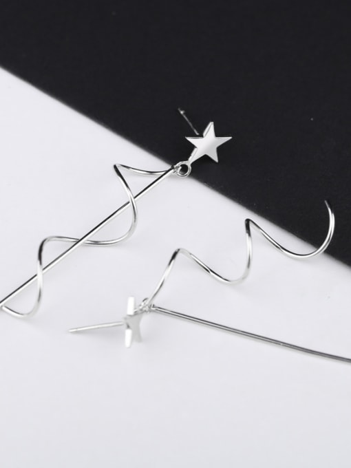 Peng Yuan Fashion Star Wave Line Silver Earrings 2