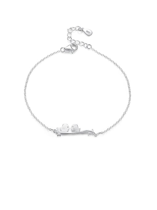 Platinum 925 Sterling Silver With Gold Plated Simplistic Little Bird Bracelets