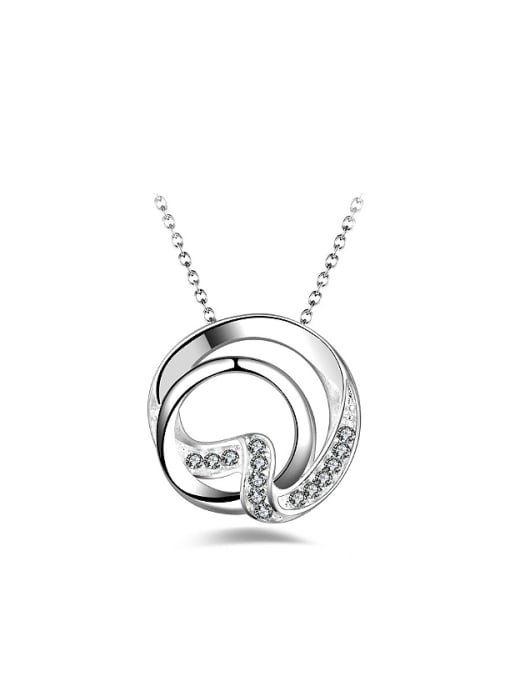 Ya Heng Simple Hollow Round Cubic White Zirconias Copper Necklace 0