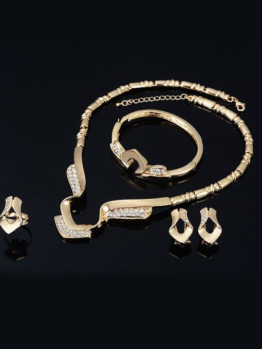 BESTIE 2018 2018 2018 2018 Alloy Imitation-gold Plated Fashion Rhinestones Four Pieces Jewelry Set 1