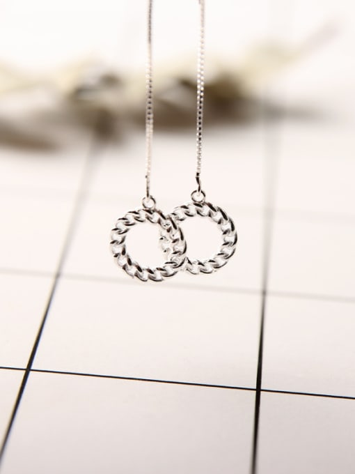 Peng Yuan Simple Hollow Round Silver Line Earrings 0