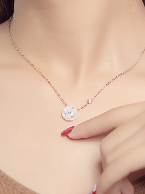 Open Sky Stainless Steel With Rose Gold Plated Delicate Flower Necklaces 1