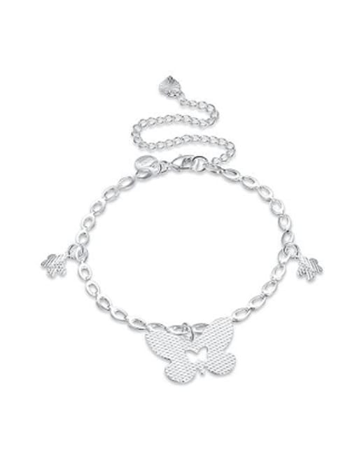 OUXI Simple Butterflies Silver Plated Anklet 0