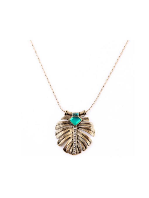 KM Rretro Alloy Feather Shaped Necklace