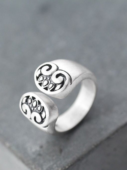 Rosh Personality Flower Pattern Open Design S925 Silver Ring 1