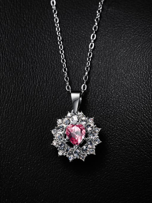 Red (Without Chains) S925 Silver Flower-shaped Necklace