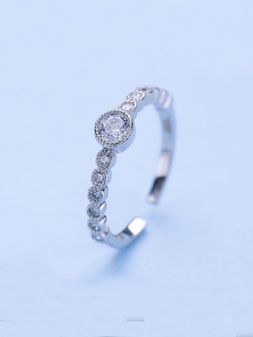 One Silver 925 Silver Shimmering Zircon Ring 0