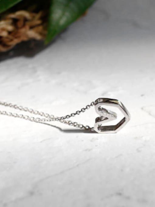 DAKA Simple Hollow Heart Pendant Silver Necklace 3