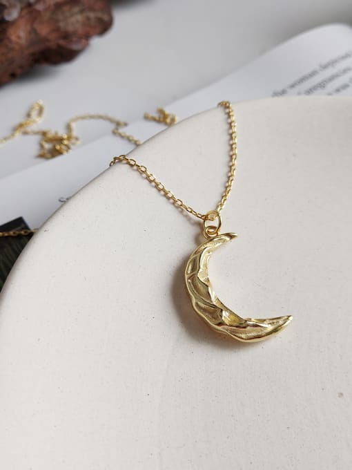 Boomer Cat 925 Sterling Silver With 18k Gold Plated Personality Moon Necklaces 0