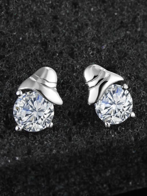 SANTIAGO Tiny 925 Sterling Silver Shiny Cubic Zircon Stud Earrings 0