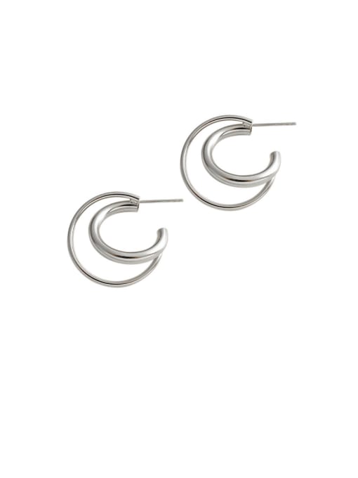 DAKA 925 Sterling Silver With Gold Plated Simplistic Round Hoop Earrings