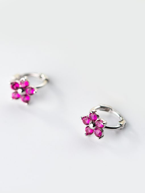 Rosh Temperament Purple Flower Shaped S925 Silver Clip Earrings 1