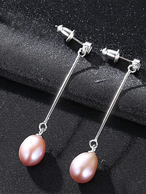 Purple Sterling Silver 8-9mm Freshwater Pearl Earrings