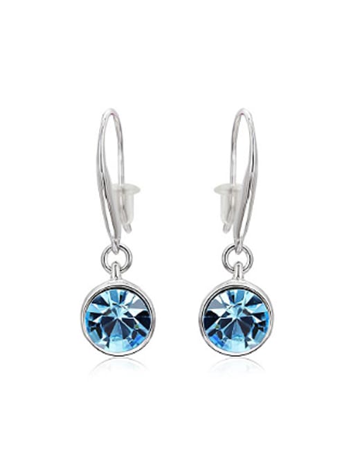 OUXI Fashion Blue Round Crystal Earrings