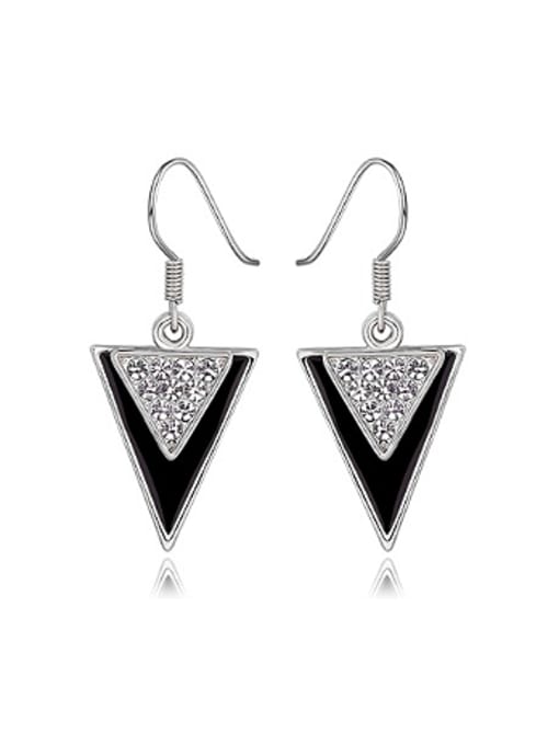 Platinum Fashion Double Triangle Zircon Earrings