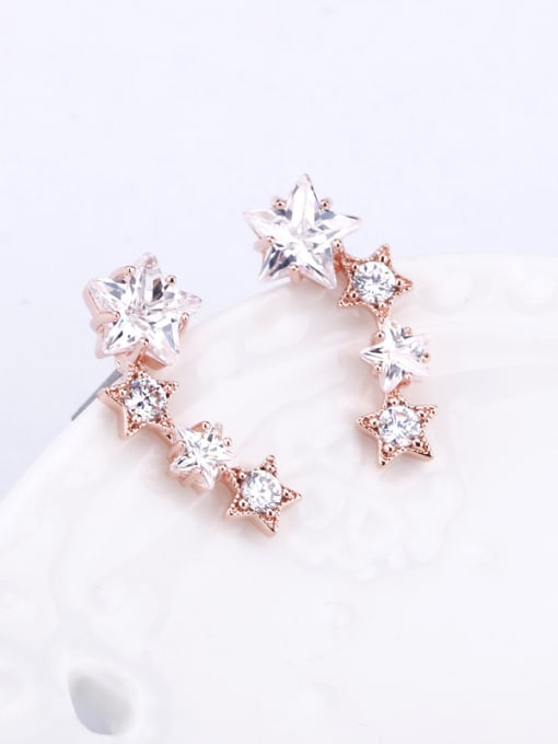 OUXI Exquisite Rose Gold Star Shaped Zircon Cluster earring 1