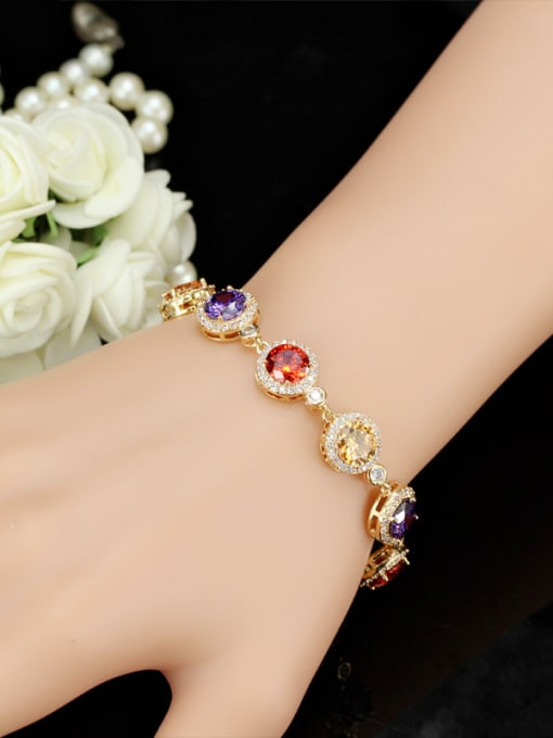 L.WIN Colorful AAA Zircons Sweetly Gold Plated Women Bracelet 2