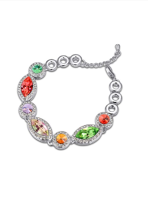 QIANZI Fashion Shiny austrian Crystals Hollow Round Alloy Bracelet 0