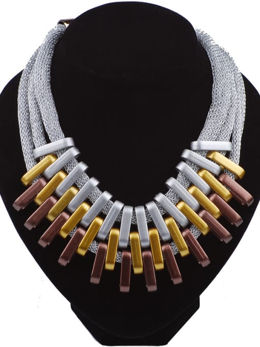 multi-color 1 Exaggerated Three Layers Alloy Plating Necklace