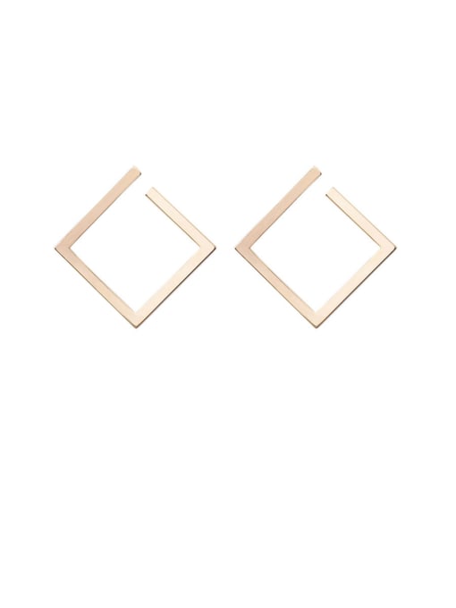 C Square Alloy With Rose Gold Plated Smooth Simplistic Geometric Stud Earrings