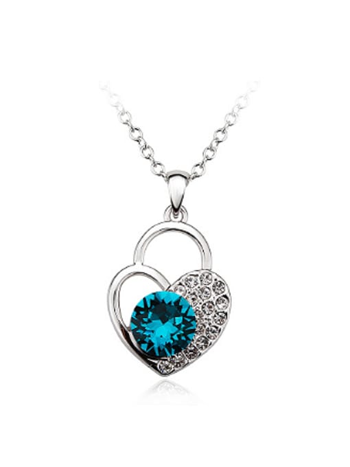 royal blue Fashion Heart shaped Austria Crystal Necklace