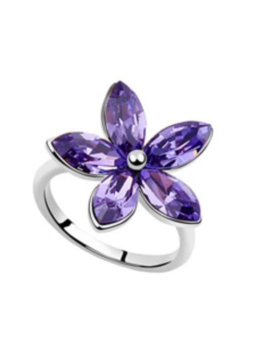 QIANZI Fashion Marquise austrian Crystals Flower Alloy Ring 2