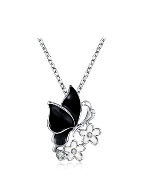 OUXI Fashion Butterfly Flowers Rhinestones Necklace 4