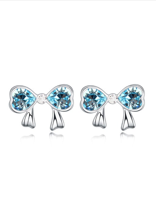 QIANZI Exquisite Heart austrian Crystals Bowknot Alloy Stud Earrings 4