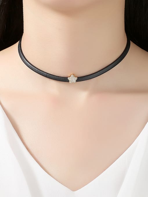 BLING SU Copper With 3A cubic zirconia Fashion Star Chokers 1