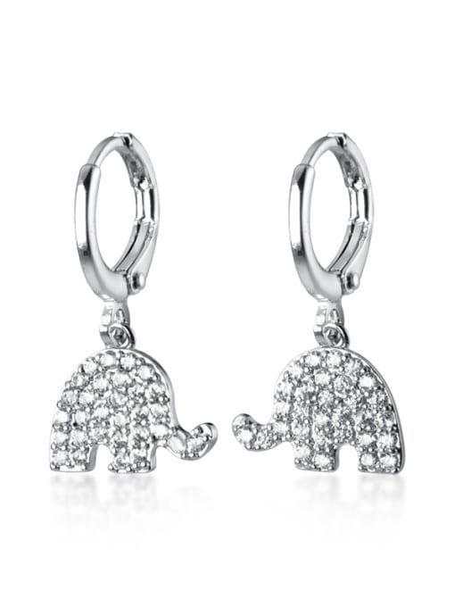 Rosh 925 Sterling Silver With Platinum Plated Cute Elephant  Clip On Earrings 3