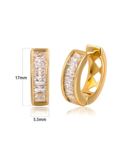 Golden European and American Metal-Fashion Square zircons studs earring