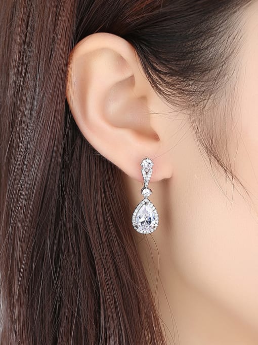 BLING SU Copper inlaid AAA zircon drop-shaped earrings 2