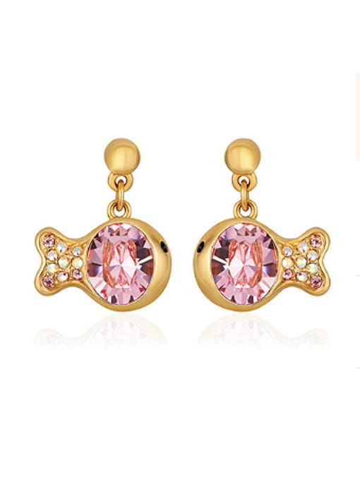 pink Personalized Fish Austria Crystal Stud Earrings