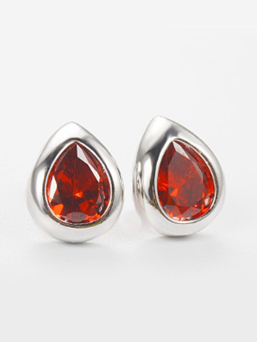 red Water Drop Zircon Stud Earrings