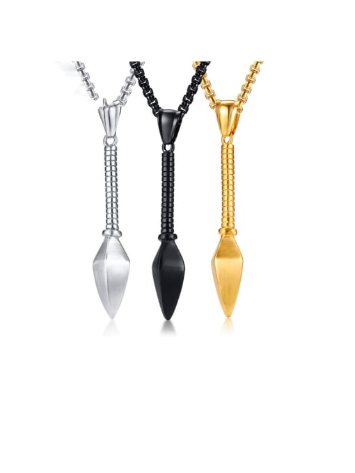 CONG Stainless Steel With Smooth  Simplistic Irregular Spearhead Pendant Necklace