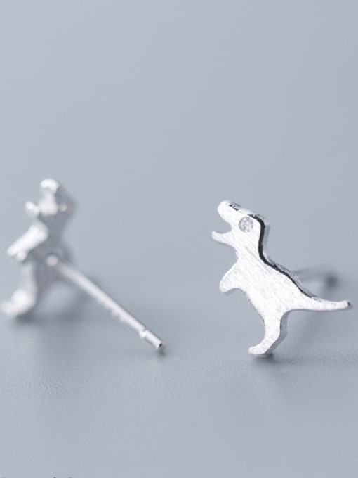 Rosh 925 Sterling Silver With Silver Plated Cute Dinosaur Stud Earrings 1