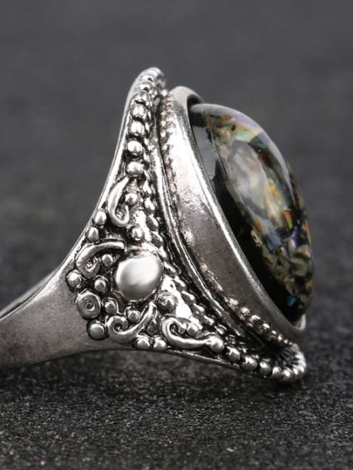Gujin Personalized Exaggerated Oval Resin Stone Alloy Ring 2