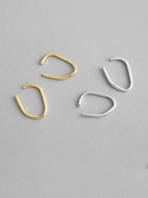 DAKA 925 Sterling Silver With Gold Plated Simplistic Line Without Pierced Ears  Clip On Earrings 0