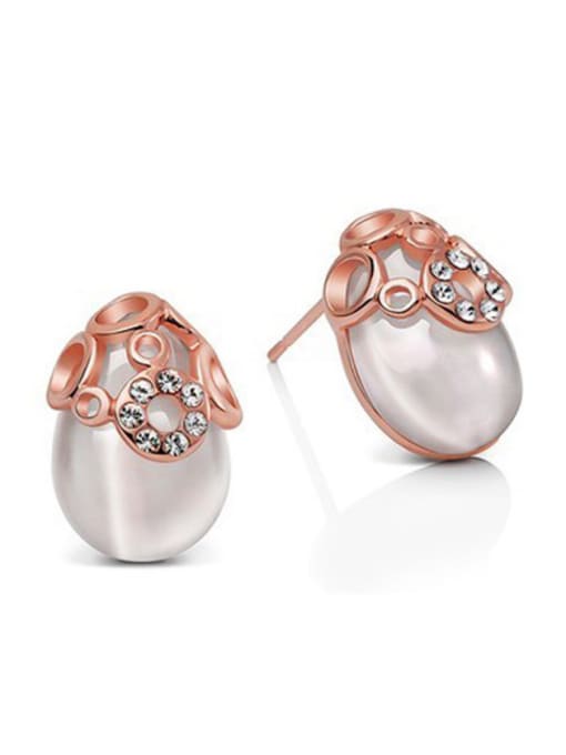 Ya Heng Exquisite Egg-shape Stones Stud Earrings 0
