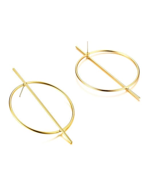 LI MUMU New Round stainless steel gold plated earrings 0