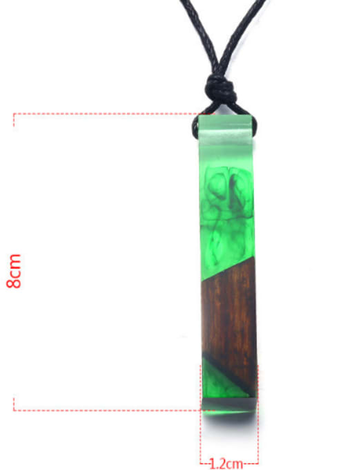 Green Temperament Square Shaped Wooden Resin Sweater Necklace