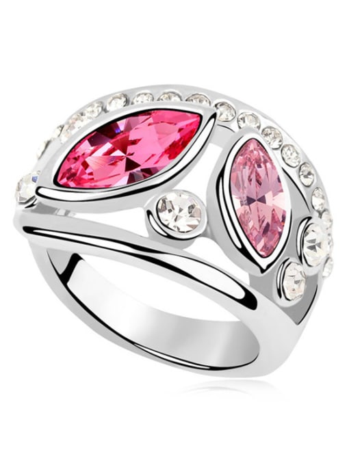 pink Exaggerated Marquise Cubic austrian Crystals Alloy Ring