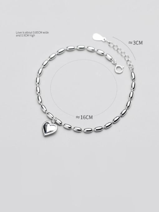 Rosh 925 Sterling Silver With Platinum Plated Simplistic Smooth Heart Bracelets 2