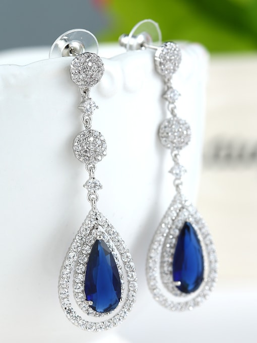Wei Jia Fashion Shiny Zirconias Water Drop Copper Drop Earrings 2