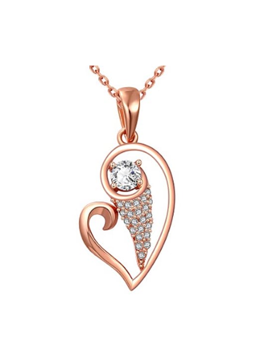 OUXI Fashion Zircon Rose Gold Plated Necklace 0