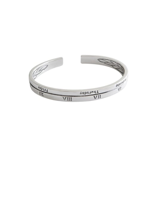 DAKA 925 Sterling Silver With Platinum Plated Vintage Monogrammed Free Size Bangles