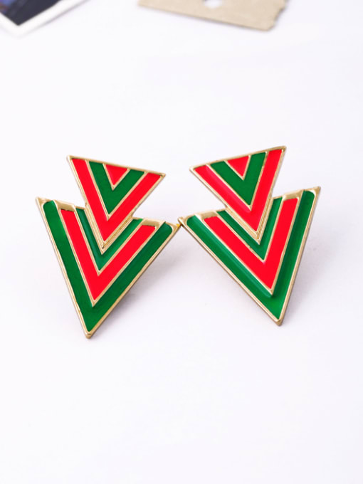 Red Green Personality Triangle Alloy stud Earring