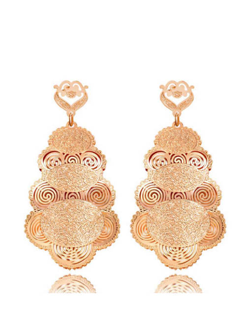 Ya Heng Rose Gold Plated Western Style Flowers -shape Drop Earrings 0