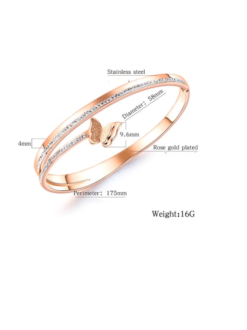 Open Sky Stainless Steel With Rose Gold Plated Simplistic Butterfly Bangles 3